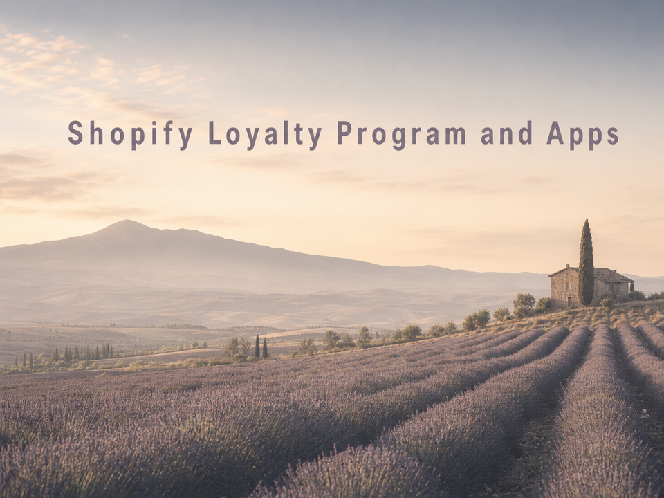 Minimalist landscape with "Does Shopify Have a Loyalty Program? (And the Best Apps to Build One)" text overlaid in the sky, r