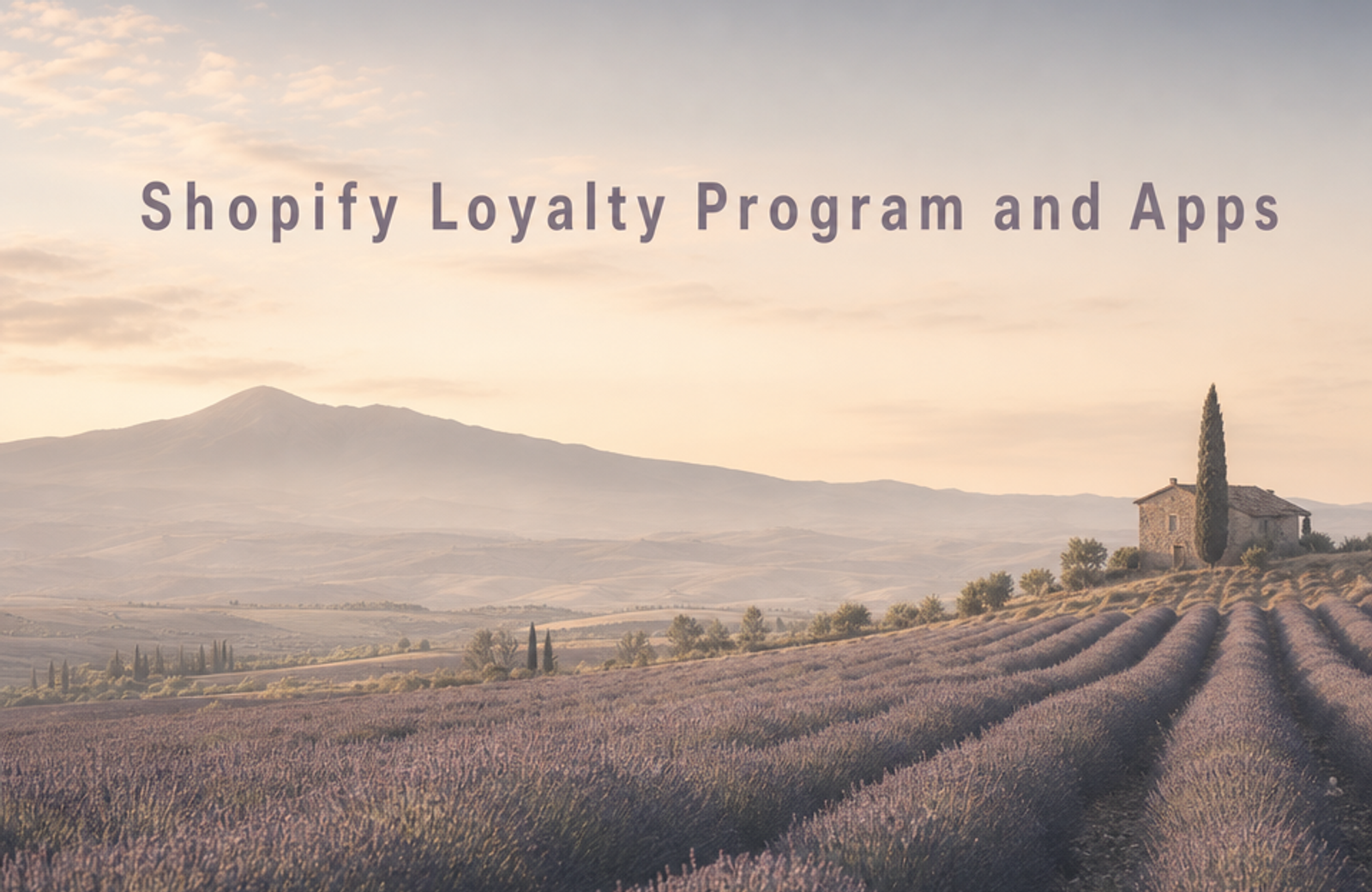 Minimalist landscape with "Does Shopify Have a Loyalty Program? (And the Best Apps to Build One)" text overlaid in the sky, r