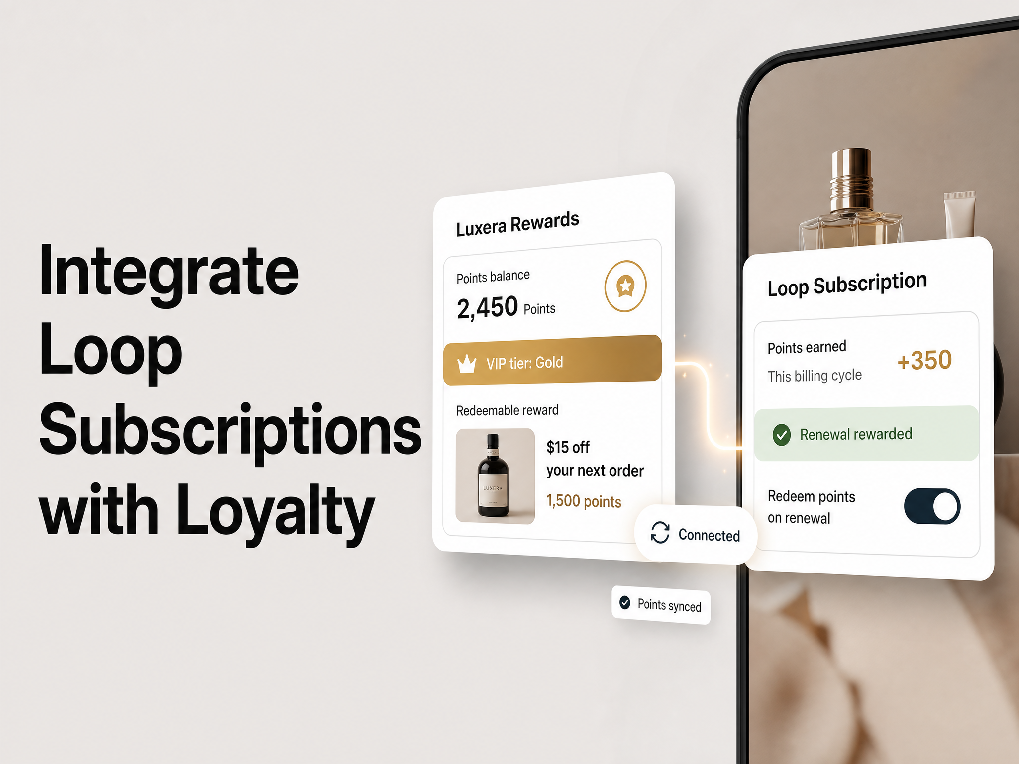 Integrate Loop Subscriptions with Mage Loyalty: hero showing loyalty data syncing with Loop Subscriptions