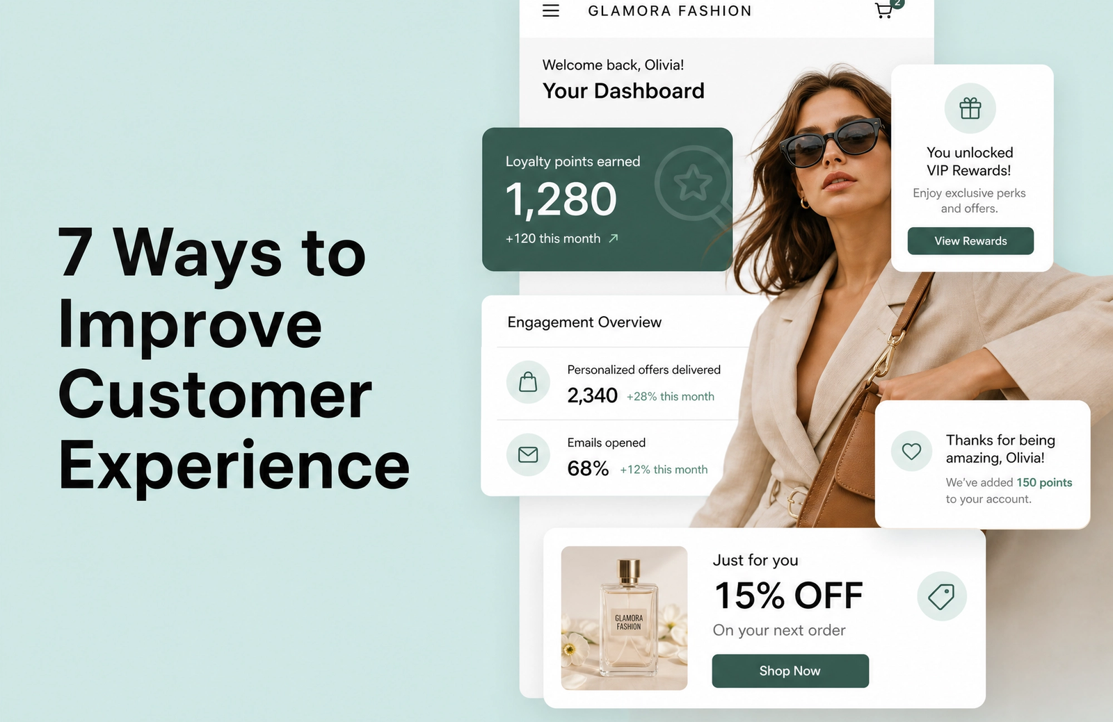 7 Ways to Improve Your Ecommerce Customer Experience: a minimalist cinematic landscape with the title in the sky