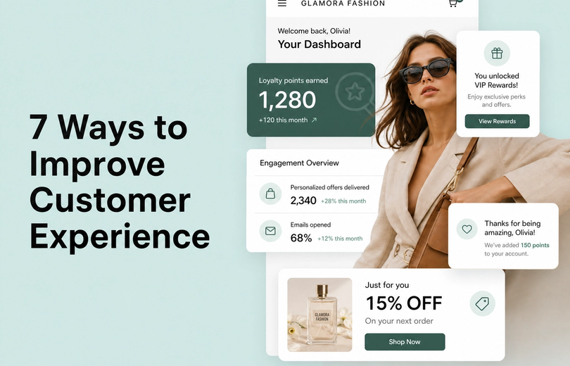 7 Ways to Improve Your Ecommerce Customer Experience: a minimalist cinematic landscape with the title in the sky