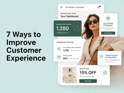 7 Ways to Improve Your Ecommerce Customer Experience: a minimalist cinematic landscape with the title in the sky