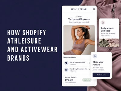 Minimalist landscape with "How Shopify Athleisure and Activewear Brands Use Loyalty to Drive Repeat Purchases" text overlaid