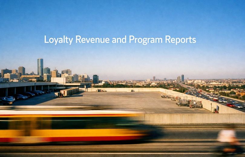 White text reading “Loyalty Revenue and Program Reports” over a soft gradient background.