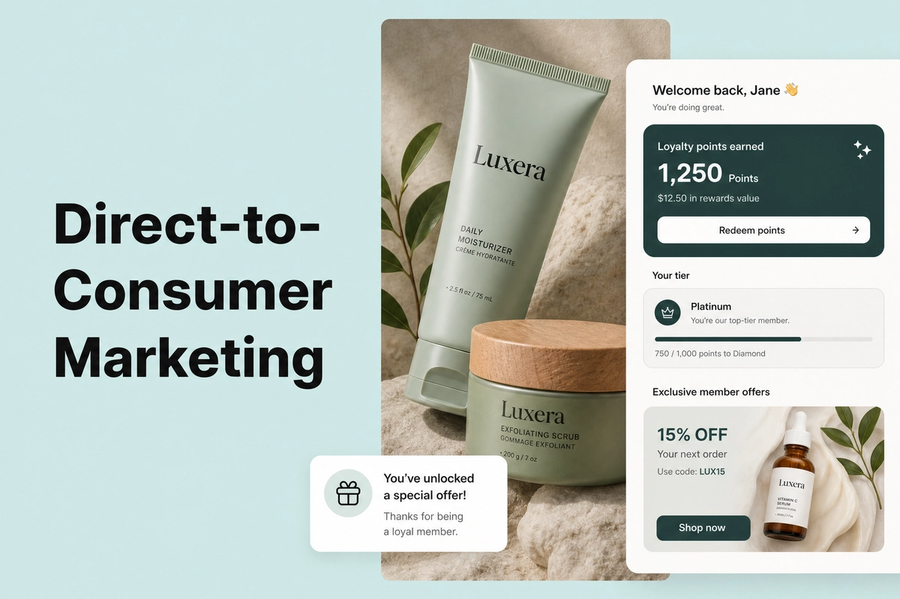 Direct-to-Consumer Marketing: A Complete Guide for 2026: a minimalist cinematic landscape with the title in the sky