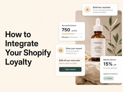 Minimalist landscape with "How to Integrate Your Shopify Loyalty Program with Klaviyo" text overlaid in sky, illustrating a s