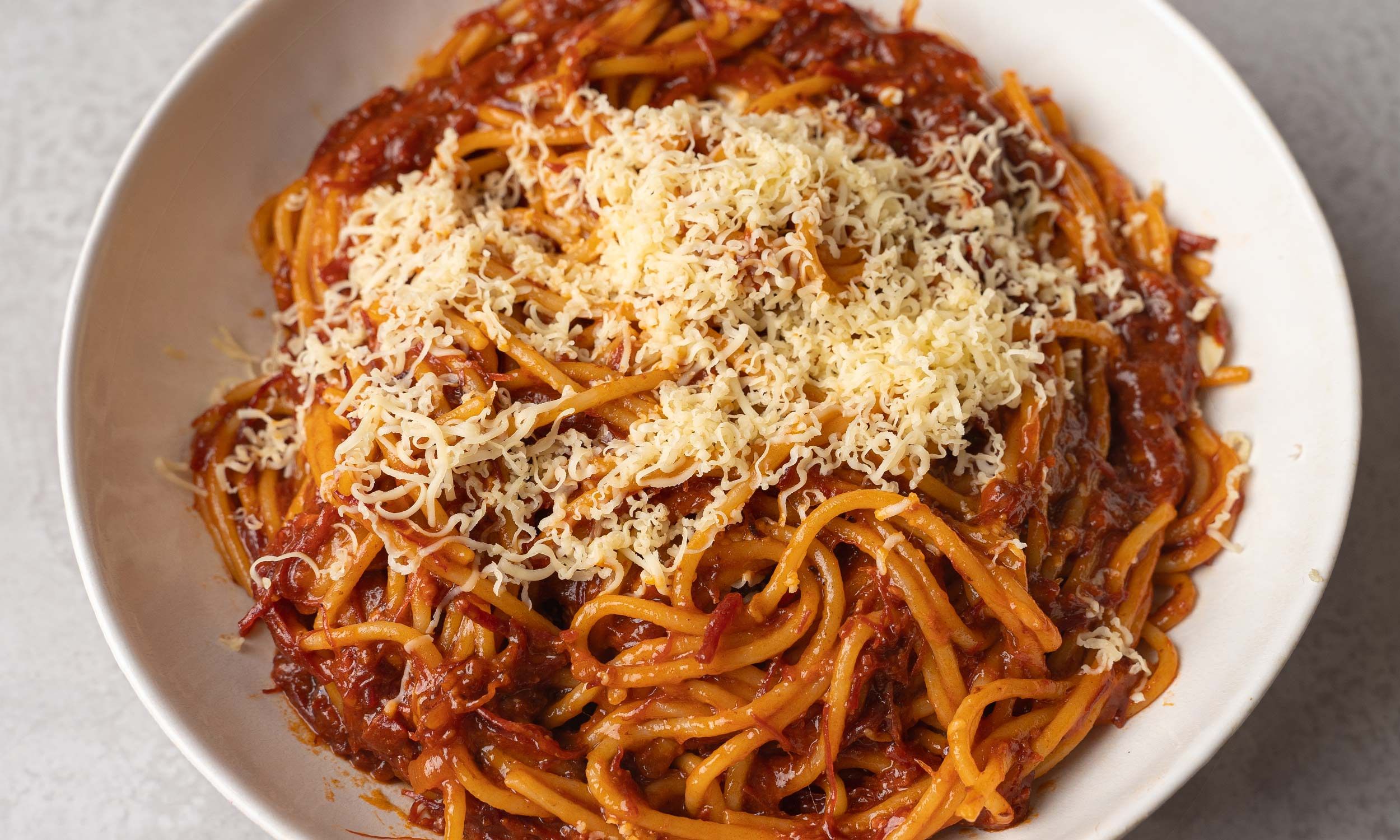 Corned Beef Filipino-Style Sweet Spaghetti Recipe | Pepper.ph