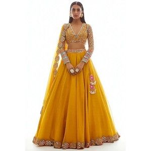 ORGANAZA SILK DESIGNER STONE WORK LEHENGA IN 2 BEAUTIFUL COLORS