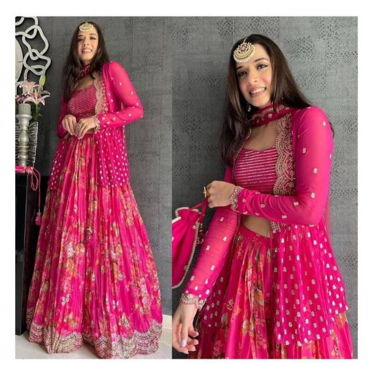 PINK BLOSSOM JACKET LEHENGA SUIT SET