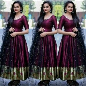 MAGENTA COLOR SOUTH INDIAN FASHION FULL STITCHED GOWN