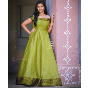 OLIVE GREEN SOUTH INDIAN FASHION GOWN