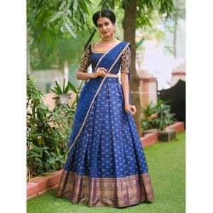 LEHENGA HALF SAREE IN SOUTH INDIAN STYLE IN ROYAL BLUE COLOR