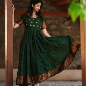 GREEN ANARKALI SOUTH INDIAN FASHION GOWN