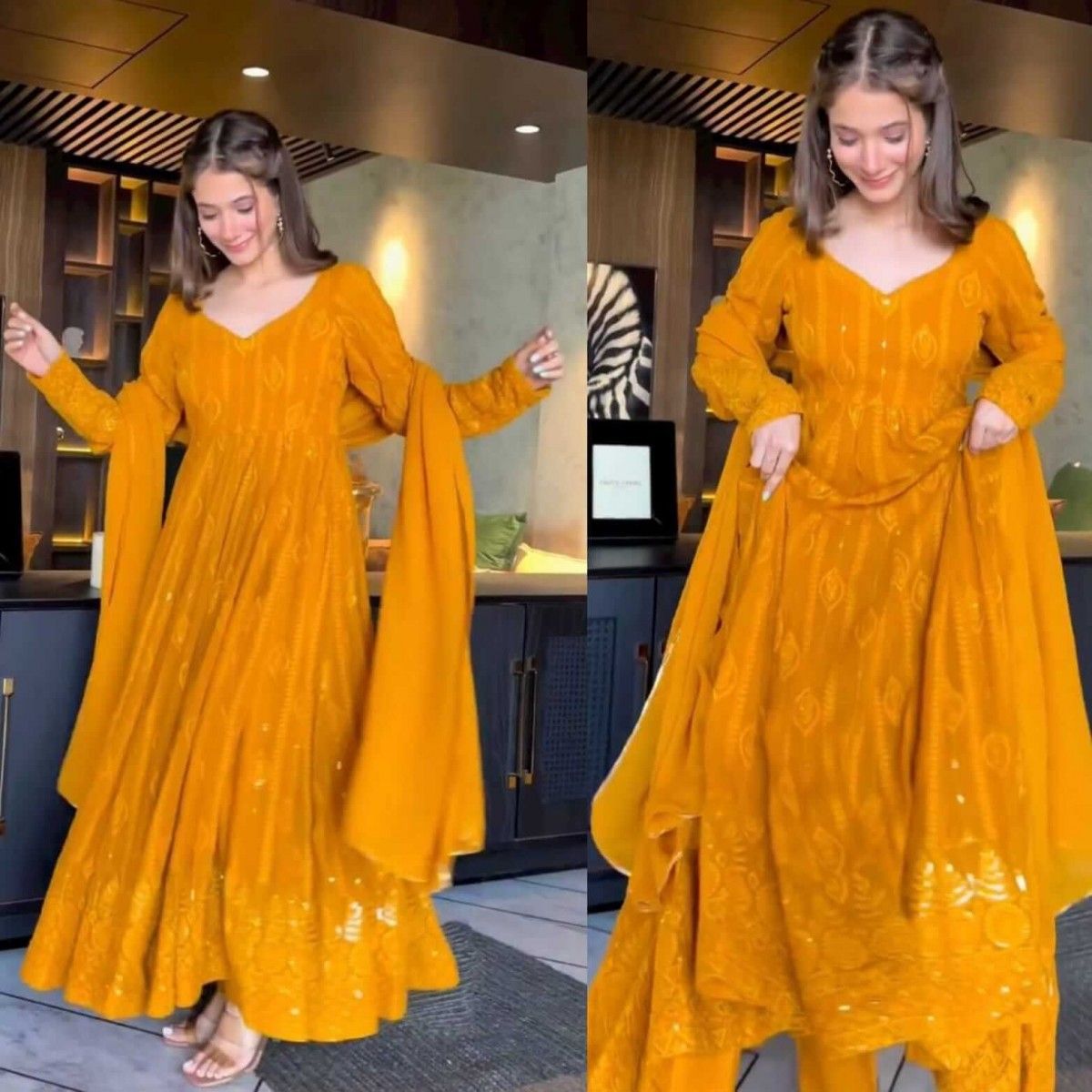 HALDI SPECIAL ANARKALI GOWN DUPATTA SET