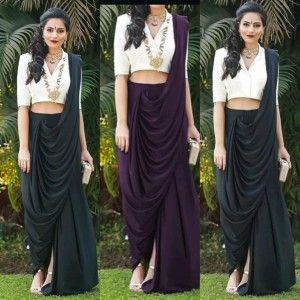 DRAPED DHOTI SAREE DESIGN FOR PARTY AND WEDDING