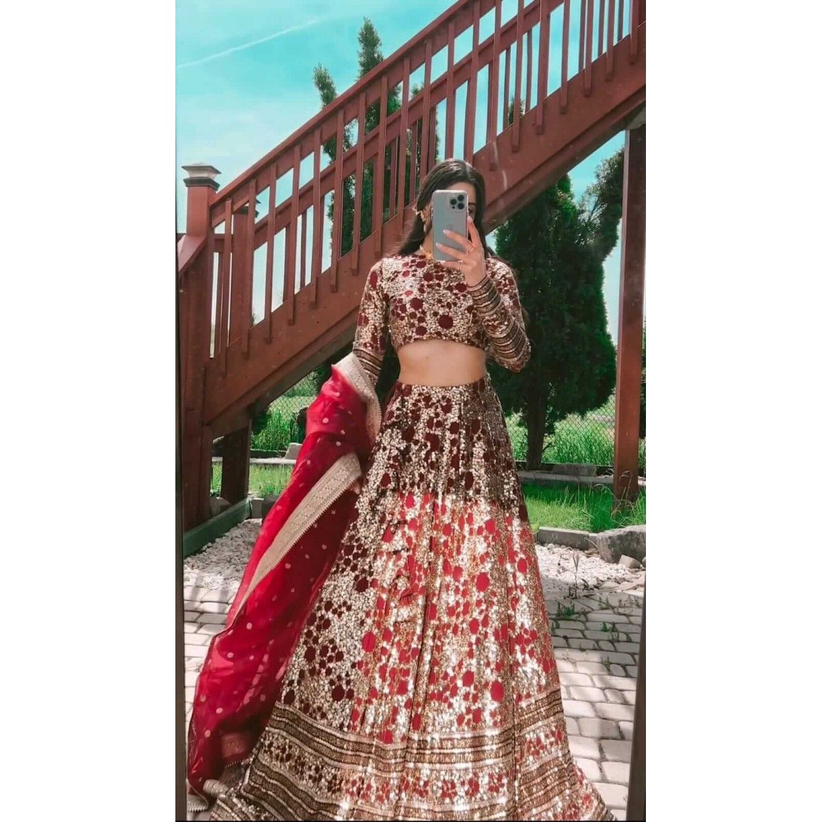 DESIGNER COLOURED WEDDING WEAR LEHENGA CHOLI