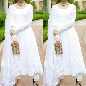 AUSPICIOUS WHITE COLOR FULL STITCHED ANARKALI SUIT