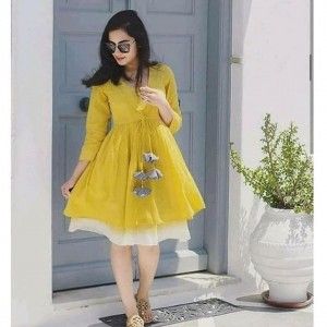 HALDI SPECIAL YELLOW COLOR LONG FROCK