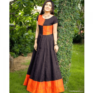 CHECKERS BLACK AND ORANGE SOUTH FASHION GOWN