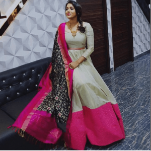 WHITE AND PINK STYLISH GOWN WITH DUPATTA