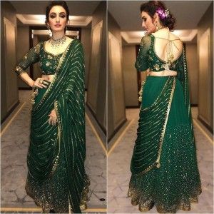 GREEN COLOR ORGANIZA SILK LEHENGA CHOLI