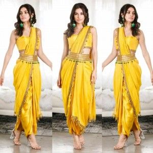 DHOTI SAREE STYLE SUIT FOR HALDI CEREMONY