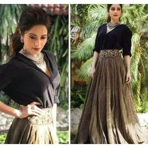 NUSHRAT BHARUCHA FAME STYLISH FULL STITCHED CROP TOP FOR PARTY AND WEDDING