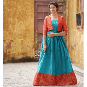 BUTTI RED KOTI AND CYAN SOUTH FASHION GOWN