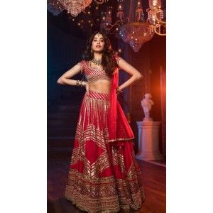 JHANVI KAPOOR RED COLOR DESIGNER BRIDAL LEHENGA CHOLI