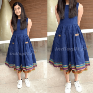 TELUGU ACTRESS RASHMIKA MANDANNA LONG FROCK STYLE