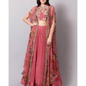 DESIGNER LEHENGA CHOLI WITH LONG SHRUG OUTFIT