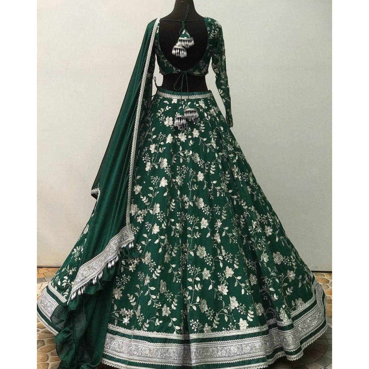 DARK GREEN COLOR DESIGNER LEHENGA CHOLI