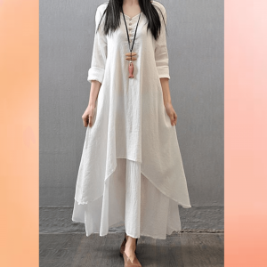 LAYERED KURTI IN WHITE COLOR IN COTTON FABRIC