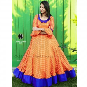 CHECKERS ORANGE SOUTH INDIAN FASHION GOWN