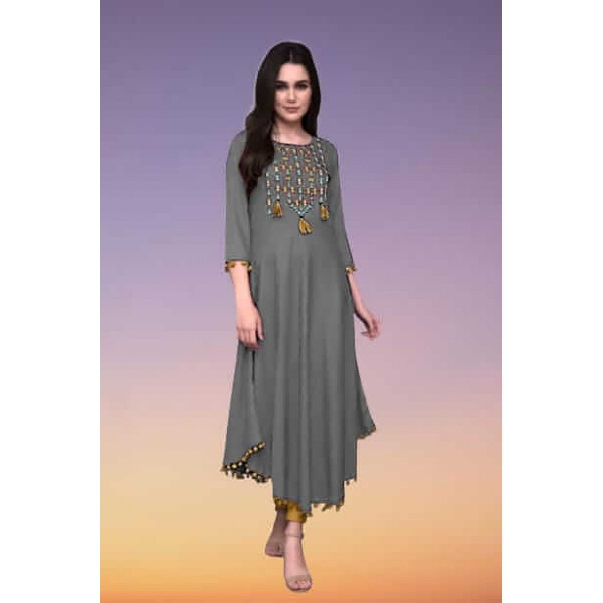 A LINE RAYON KURTI IN 9 COLORS