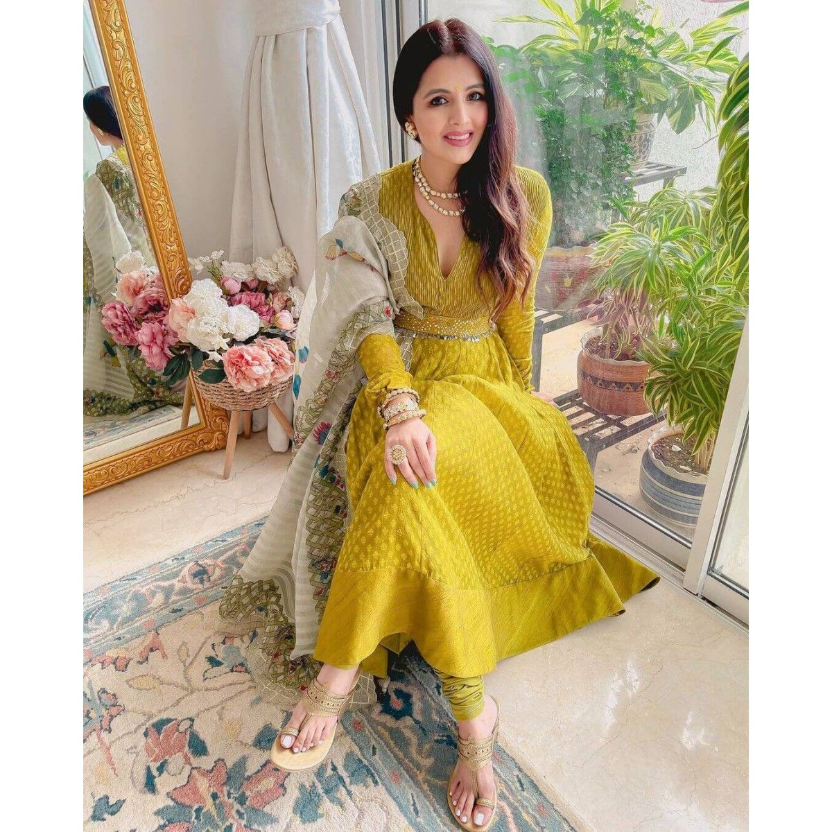 HALDI SPECIAL DESIGNER PRINTED ANARKALI GOWN