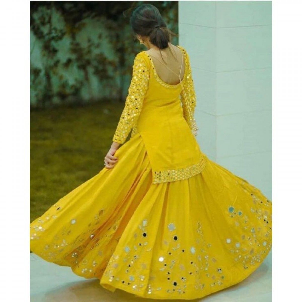 HALDI SPECIAL FULL STITCHED INDOWESTERN SUIT WITH PAPER MIRROR WORK