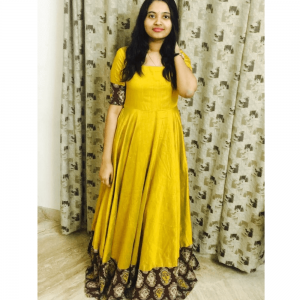 MUSTARD YELLOW SOUTH INDIAN FASHION GOWN