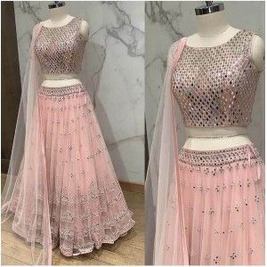 PEACH PASTEL COLOR GEORGETTE DESIGNER LEHENGA CHOLI