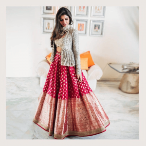 LATEST TRENDY JACKET LEHENGA CHOLI