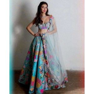 DIANA PANTY WORN BANARASI SILK ZARI GOTA WORK DESIGNER LEHENGA CHOLI