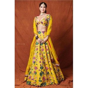 HALDI CEREMONY YELLOW COLOR DESIGNER LEHENGA CHOLI