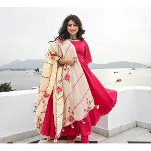 COTTON STITCHED PALAZZO SUIT WITH DUPATTA