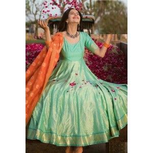 BANARASI GOWN IN ANARKALI WITH DUPATTA (STITCHED GOWN)