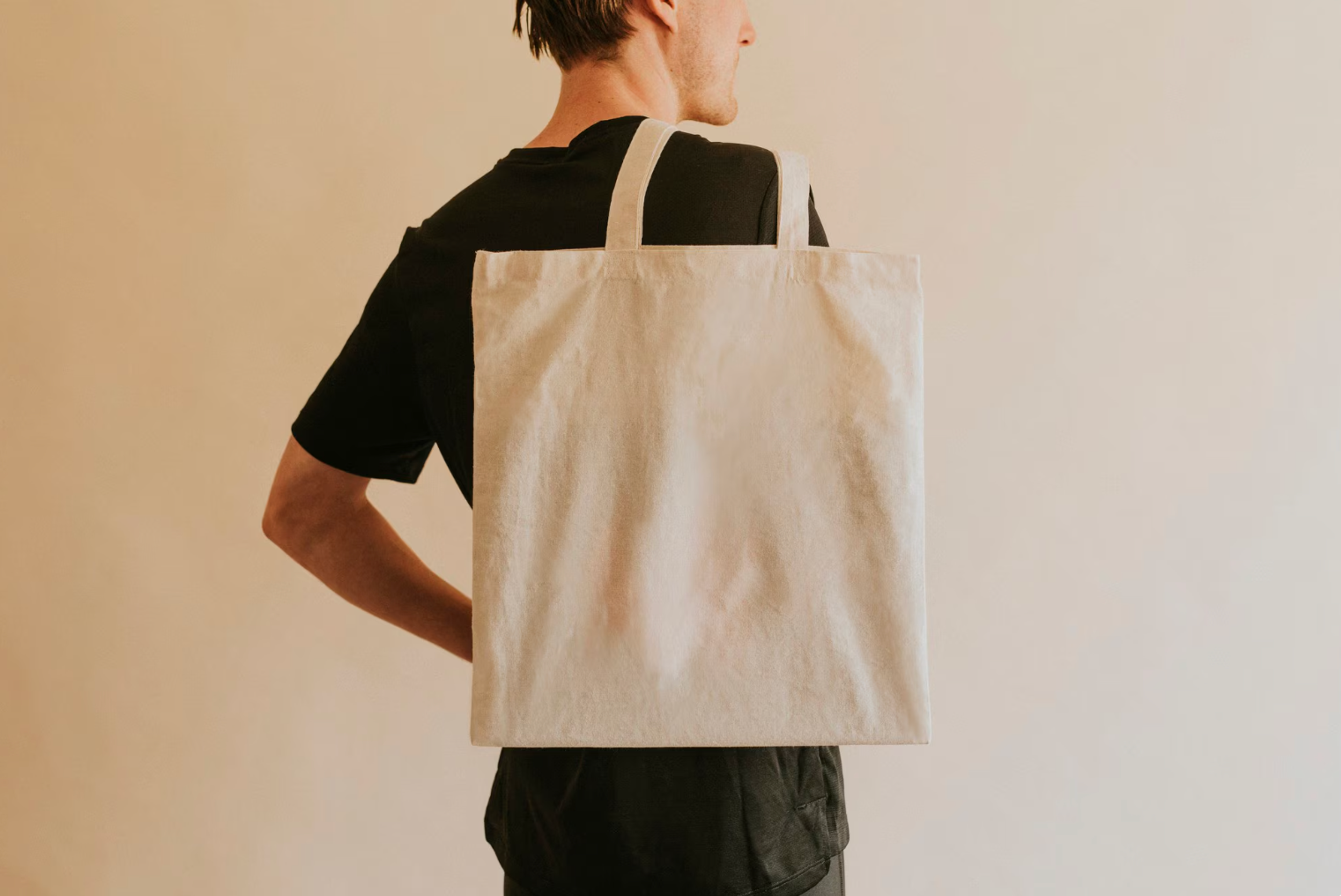 Man with a tote bag