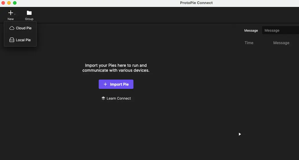 将您的原型(Pie)导入ProtoPie Connect界面。