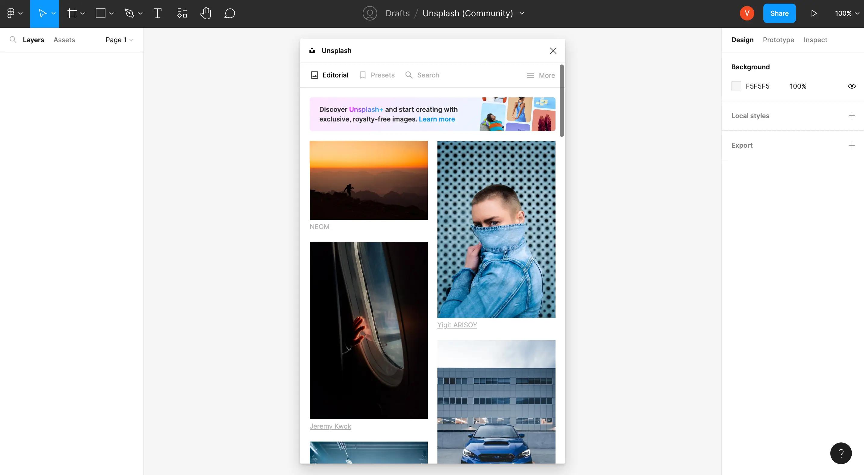 Unsplash Figma plugin