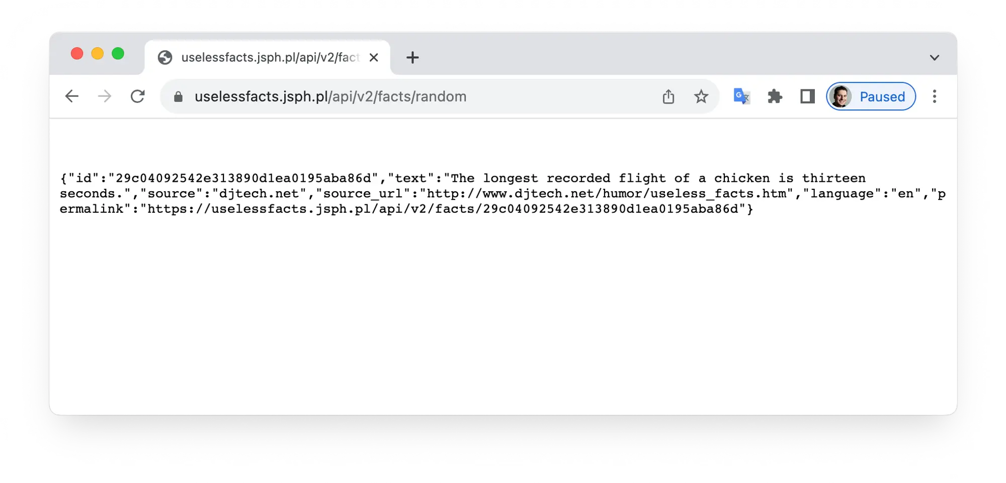 “无用的事实”请求URL
