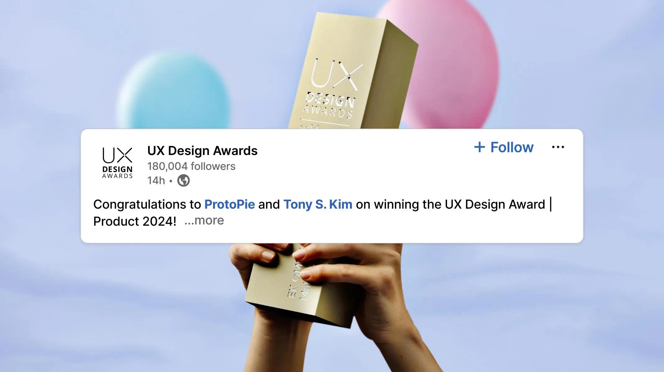 ProtoPie 荣获 2024 UX Design Awards 产品类别奖