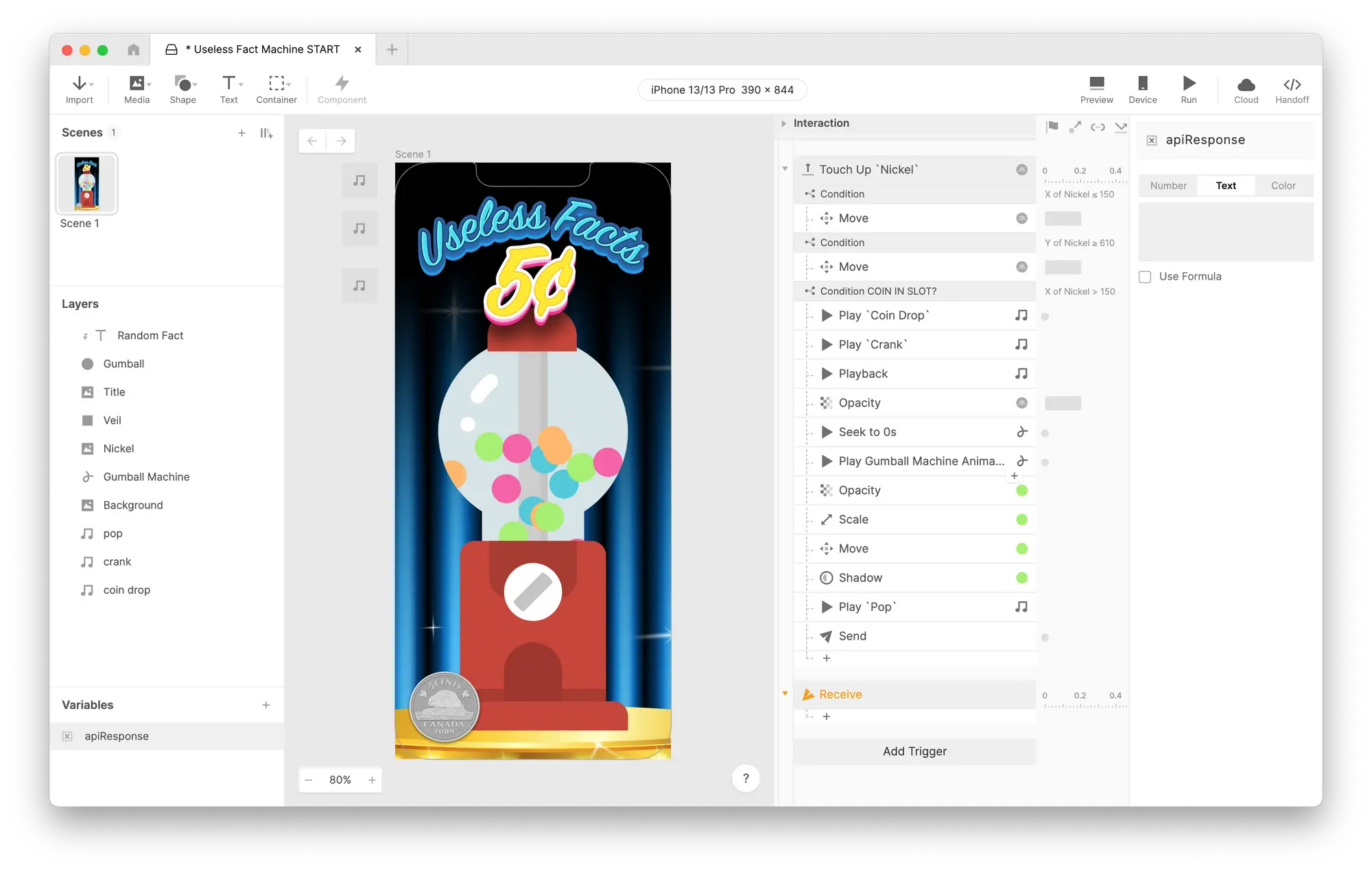 在Studio右上角的变量属性中,单击文本